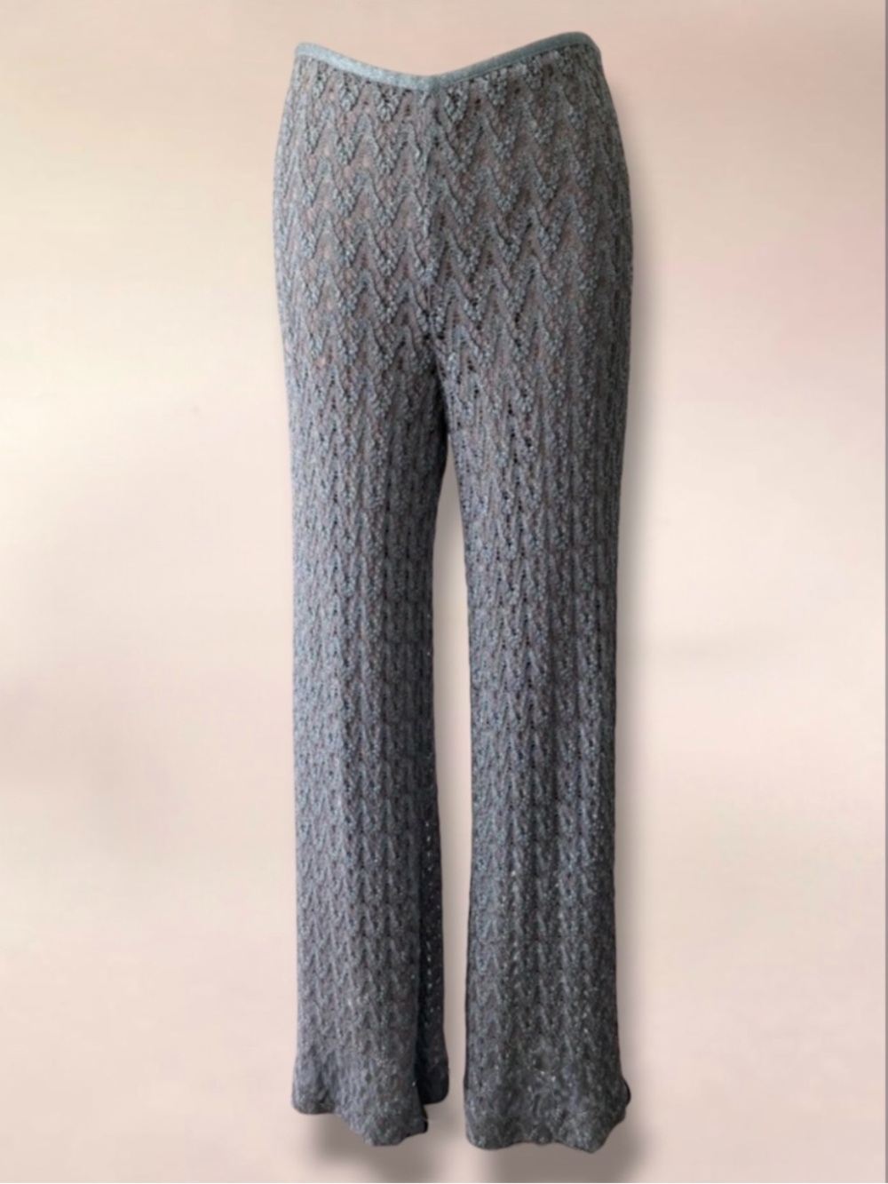 Missoni Orange Label metallic crochet-knit flared lined pants